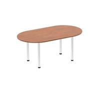 OPO Impulse Freestanding 1800/2400mm Rectangular Boardroom Table Attractive Post Legs | Sturdy Build Weather & Heat Resistant Melamine Finish Table Walnut Chrome 1800