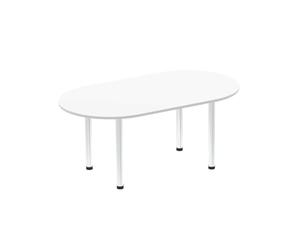 OPO Impulse Freestanding 1800/2400mm Rectangular Boardroom Table Attractive Post Legs | Sturdy Build Weather & Heat Resistant Melamine Finish Table White Aluminium 1800