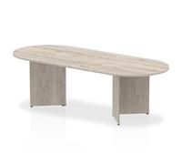 OPO Impulse Freestanding 1800/2400mm Rectangular Boardroom Table Distinctive Arrowhead Legs | Sturdy Build Weather & Heat Resistant Melamine Finish Table Grey Oak 2400