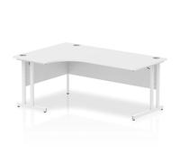Impulse 1800mm Left Crescent Desk White Top White Cantilever Leg