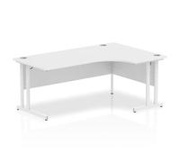 OPO Impulse Freestanding 1800mm Right Crescent Corner Desk Cantilever Leg | Sturdy Build Weather & Heat Resistant Melamine Finish Desk White White