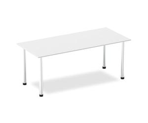 OPO Impulse Freestanding 1800mm Straight Table Attractive Post Legs | Sturdy Build Weather & Heat Resistant Melamine Finish Rectangular Table White Aluminium