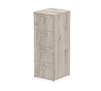 OPO Impulse Freestanding 2/3/4 Drawer Storage Contract Filing Cabinet with Anti-Tilt Mechanism & Lockable Office | Heat Resistant Beech Melamine Finish Grey Oak 4 Drawer