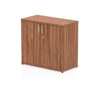 OPO Impulse Freestanding 600mm Deep Desk Storage Cupboard Mechanism & Lockable Office Storage 2 Shelves | Heat Resistant Beech Melamine Finish Walnut