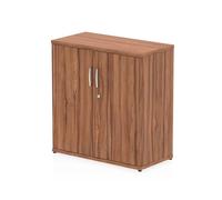 OPO Impulse Freestanding 800/1200/1600/2000mm Storage Cupboard Mechanism & Lockable Office Storage 2 Shelves | Heat Resistant Beech Melamine Finish Walnut 800