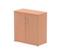 OPO Impulse Freestanding 800/1200/1600/2000mm Storage Cupboard Mechanism & Lockable Office Storage 2 Shelves | Heat Resistant Beech Melamine Finish Beech 800