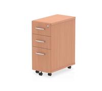 OPO Impulse Freestanding Narrow Under Desk Pedestal with Foolscap Filing Mechanism & Lockable 3 Drawers | Heat Resistant Beech Melamine Finish Beech 3 Drawer