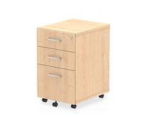 OPO Impulse Freestanding Under Desk Pedestal with Foolscap Filing Mechanism & Lockable 3 Drawers | Heat Resistant Beech Melamine Finish Maple 3 Drawer