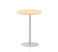 OPO Italia Round 1000/1200/600/800mm Poseur Table with Circular Base | Home Office Standing Table with Brushed Stainless Steel Pillars Maple 1145mm 800