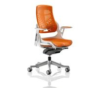 OPO Zure Executive Chair with White Shell | Executive Boardroom Chair with High Back Large Seat and Tilt Mechanism | Aluminium 5 Star Base Elastomer Gel Orange None