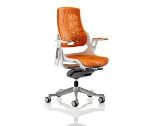 OPO Zure Executive Chair with White Shell | Executive Boardroom Chair with High Back Large Seat and Tilt Mechanism | Aluminium 5 Star Base Elastomer Gel Orange None