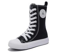 OPOEE Boys and Girls High Top Children's Canvas Shoes Fashion Street Dance White Campus Shoes Outdoor Leisure Sneakers Shoes, black, 13 Narrow Little Kid