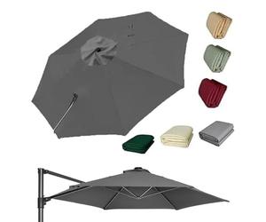 OPOLDBDMAC 10Ft 11.5FT Patio Offset Umbrella Replacement Canopy 8 Rib Cantilever Parasol Cloth Waterproof Fabric Round Canopy For Garden, Lawn, Deck, Backyard Pool(Gray,3m/10ft)