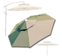 OPOLDBDMAC 10Ft Double Top Patio Umbrella Top Cover 8 Ribs Sunshade Umbrella Cloth Replace Outdoor Round Umbrellas Replacement Fabric, Parasol Cover For Garden Pool(Khaki,2.7m/9ft(8-ribs))