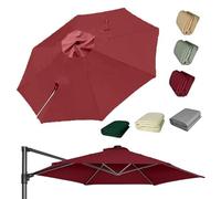 OPOLDBDMAC 11.5FT Patio Offset Umbrella Replacement Canopy 8 Rib Cantilever Parasol Cloth Waterproof Fabric Round Canopy For Garden, Lawn, Deck, Backyard Pool(Burgundy,3m/10ft)