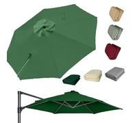 OPOLDBDMAC 11.5FT Patio Offset Umbrella Replacement Canopy 8 Rib Cantilever Parasol Cloth Waterproof Fabric Round Canopy For Garden, Lawn, Deck, Backyard Pool(Dark green,3m/10ft)