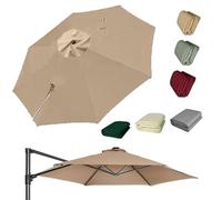 OPOLDBDMAC 11.5FT Patio Offset Umbrella Replacement Canopy 8 Rib Cantilever Parasol Cloth Waterproof Fabric Round Canopy For Garden, Lawn, Deck, Backyard Pool(Khaki,3m/10ft)