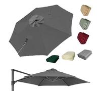 OPOLDBDMAC 11.5FT Patio Offset Umbrella Replacement Canopy 8 Rib Cantilever Parasol Cloth Waterproof Fabric Round Canopy For Garden, Lawn, Deck, Backyard Pool(Gray,3m/10ft)