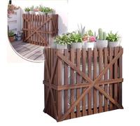 OPOLDBDMAC Air Conditioner Fence With Top Freestanding Outdoor Privacy Screens, Trash Can Screens AC Decorative Cover, Wooden Privacy Panels For Hiding Concealing Outside AC Unit(Brown,120*60*105cm)