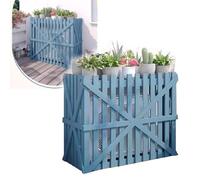 OPOLDBDMAC Air Conditioner Fence With Top Freestanding Outdoor Privacy Screens, Trash Can Screens AC Decorative Cover, Wooden Privacy Panels For Hiding Concealing Outside AC Unit(Blue,85 * 40 * 80cm)