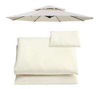 OPOLDBDMAC Khaki Double Top Patio Umbrella Replacement Canopy, 8 Ribs Outdoor Parasol Replacement Cloth 9Ft/10Ft Hanging Umbrella Replacement Top Cover Double Tiered(Beige,2.7m/9ft(8-ribs))