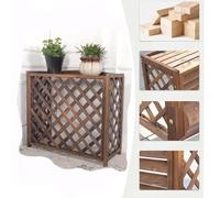 OPOLDBDMAC Louver Air Conditioning Cover Solid Wood Air Conditioner Outer Rack For Hide Air Conditioner，Outdoor Decorative Radiator Cover Easy To Assemble(Grid,Medium)