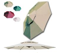 OPOLDBDMAC Offset Hanging Umbrella Double Top Cover 9ft Offset Umbrellas Canopy, Beige Outdoor Umbrella Replacement Top 8 Ribs Round Patio Parasol Cloth Anti-UV(Khaki)