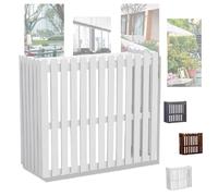 OPOLDBDMAC Outdoor Air Conditioner Cover, Solid Wood Outdoor Unit Fence, Heat Pump Privacy Screen, Grille Shelf Shade Decorative Flower Stands, Easy Installation(White,47*23*41in/120*60*105cm)