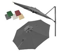 OPOLDBDMAC Round Offset Umbrella Canopy 10ft 11.5ft Yard Cantilever Umbrella Replacement Top, Outdoor Garden Pool Parasol Replacement Fabric Anti-UV Cloth Single Top(Gray,3.5m/11.5ft)