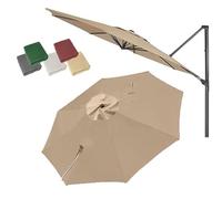 OPOLDBDMAC Round Offset Umbrella Canopy 10ft 11.5ft Yard Cantilever Umbrella Replacement Top, Outdoor Garden Pool Parasol Replacement Fabric Anti-UV Cloth Single Top(Khaki,3.5m/11.5ft)