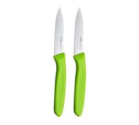OPOLIA Paring Knife Fruit Knife Set (Pack of 2), Stainless Steel, Extra Sharp Blades, Sturdy Plastic Handle, Knife for Cutting Fruit and Vegetables.Green