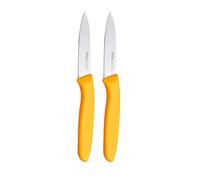 OPOLIA Paring Knife Fruit Knife Set (Pack of 2), Stainless Steel, Extra Sharp Blades, Sturdy Plastic Handle, Knife for Cutting Fruit and Vegetables.Orange