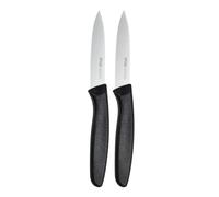 OPOLIA Paring Knife Fruit Knife Set (Pack of 2), Stainless Steel, Extra Sharp Blades, Sturdy Plastic Handle, Knife for Cutting Fruit and Vegetables,Black.