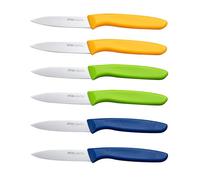 OPOLIA Paring Knife Fruit Knife Set (Pack of 6), Stainless Steel, Extra Sharp Blades, Sturdy Plastic Handle, Knife for Cutting Fruit and Vegetables.Blue&Orange&Green