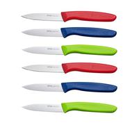 OPOLIA Paring Knife Fruit Knife Set (Pack of 6), Stainless Steel, Extra Sharp Blades, Sturdy Plastic Handle, Knife for Cutting Fruit and Vegetables.Red&Blue&Green
