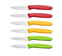 OPOLIA Paring Knife Fruit Knife Set (Pack of 6), Stainless Steel, Extra Sharp Blades, Sturdy Plastic Handle, Knife for Cutting Fruit and Vegetables.Red&Orange&Green
