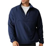 Opomelo Men's Lightweight Quarter Zip Pullover Windbreaker Hiking Baseball Jacket Golf Pullover Wind Breaker with Pocket, Navy Blue, M