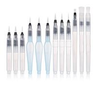 Opopark Water Brush Pack of 12 Refillable Pens with Assorted Tips for Water Color Painting and Blending