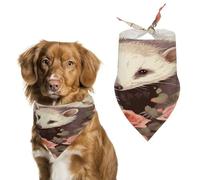 Opossum and Roses Dog Bandanas Cute Soft Cotton Puppy Scarves Washable Daily Summer Durable Triangle Reversible Bibs Suitable for Small Medium Large Dogs and Cats