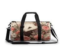 Opossum And Roses Gym Bag for Men Women Water Resistant Duffle Bag Travel Lightweight Bag for Travel Sports, white, 17.7in/9in/9in