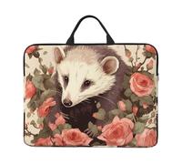 Opossum and Roses Laptop Case 14 Inch Laptop Sleeve Computer Carrying Bag Shockproof Protective Notebook Case Portable Laptop Bag Waterproof Briefcase Bag for Men Women