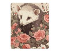 Opossum and Roses Rubber Mouse Pad