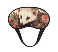 Opossum and Roses Sleep Mask for Side Sleeper, Blackout Eye Mask for Women Men, Zero Pressure Sleeping Masks Soft Breathable Eye Cover Comfortable Blindfold Eyeshade for Night Sleep