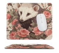 Opossum and Roses Stitched Edge Mouse Pad