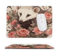 Opossum and Roses Stitched Edge Mouse Pad