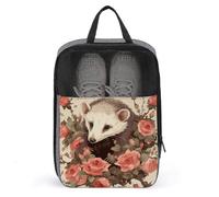 Opossum And Roses Travel Shoe Bag Holds with Dual Zippers & Mesh - Large Capacity Portable Shoe Storage Bags, Water-Resistant Shoe Pouch Organizer for Man Women Travel & Daily Use