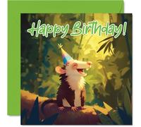 Opossum Birthday Cards - Woodland Forest Party - Happy Birthday Card for Son Daughter Brother Sister Grandson Granddaughter Niece Nephew Cousin, 145mm Bday Greeting Cards