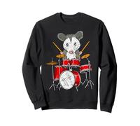 Opossum Cute Possum Drummer Playing Red Drum Kit Funny Music Sweatshirt