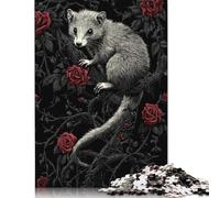 Opossum in Rosesre Puzzles for Adults & Teenagers Wooden Puzzles for Teenagers Gifts Educational Game Challenge Toy 500pcs (52x38cm)