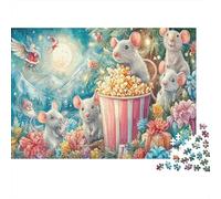 Opossum in Shoes 1000-piece Jigsaw Puzzles Cardboard Adult Stress Relief Mice with Popcorn Mental Stimulation Problem Solving Eco Premium Quality Home Decoration Solo Play 38x26cm/1000pcs